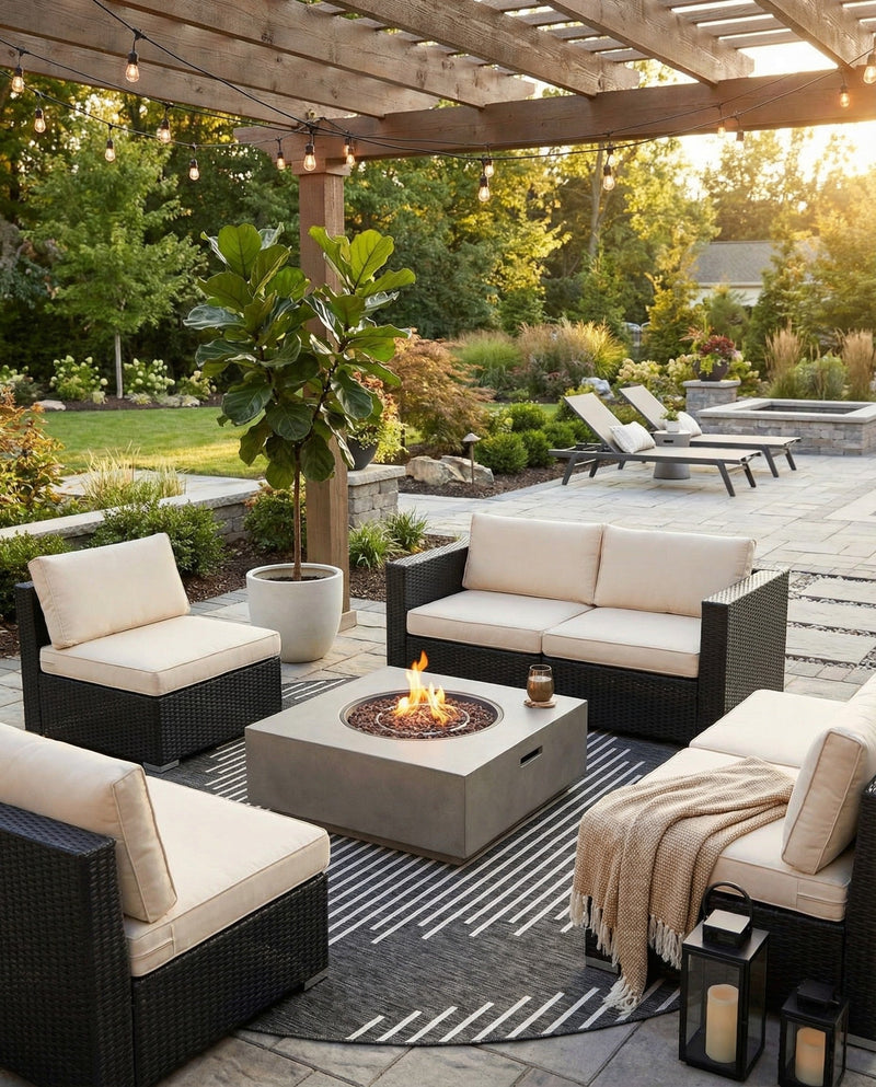 Urban Terrace Collection Area Rug -  Chelsea (Charcoal Gray) Round Charcoal Gray  lifestyle 56