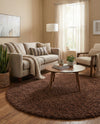 Plush Oasis Collection Area Rug - Serenity (Chocolate Brown) Round Chocolate Brown  lifestyle 44