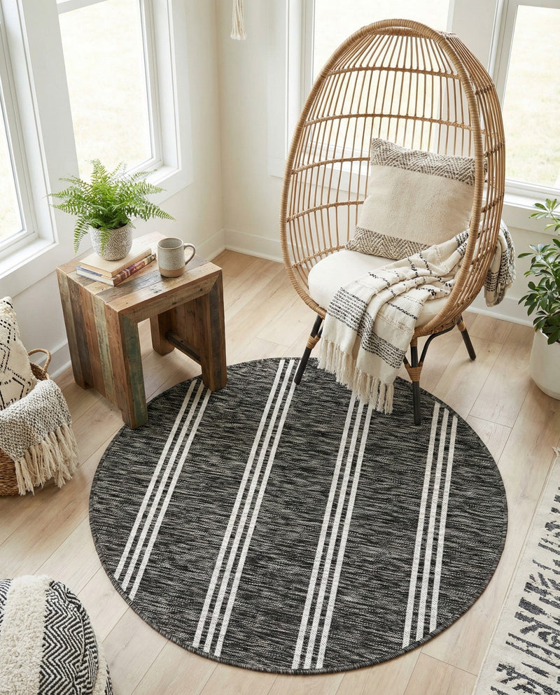 Urban Oasis Rugs Collection Area Rug -  District (Charcoal) Round Charcoal  lifestyle 24