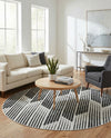 Urban Terrace Collection Area Rug -  Bronx Round Black and White  lifestyle 42