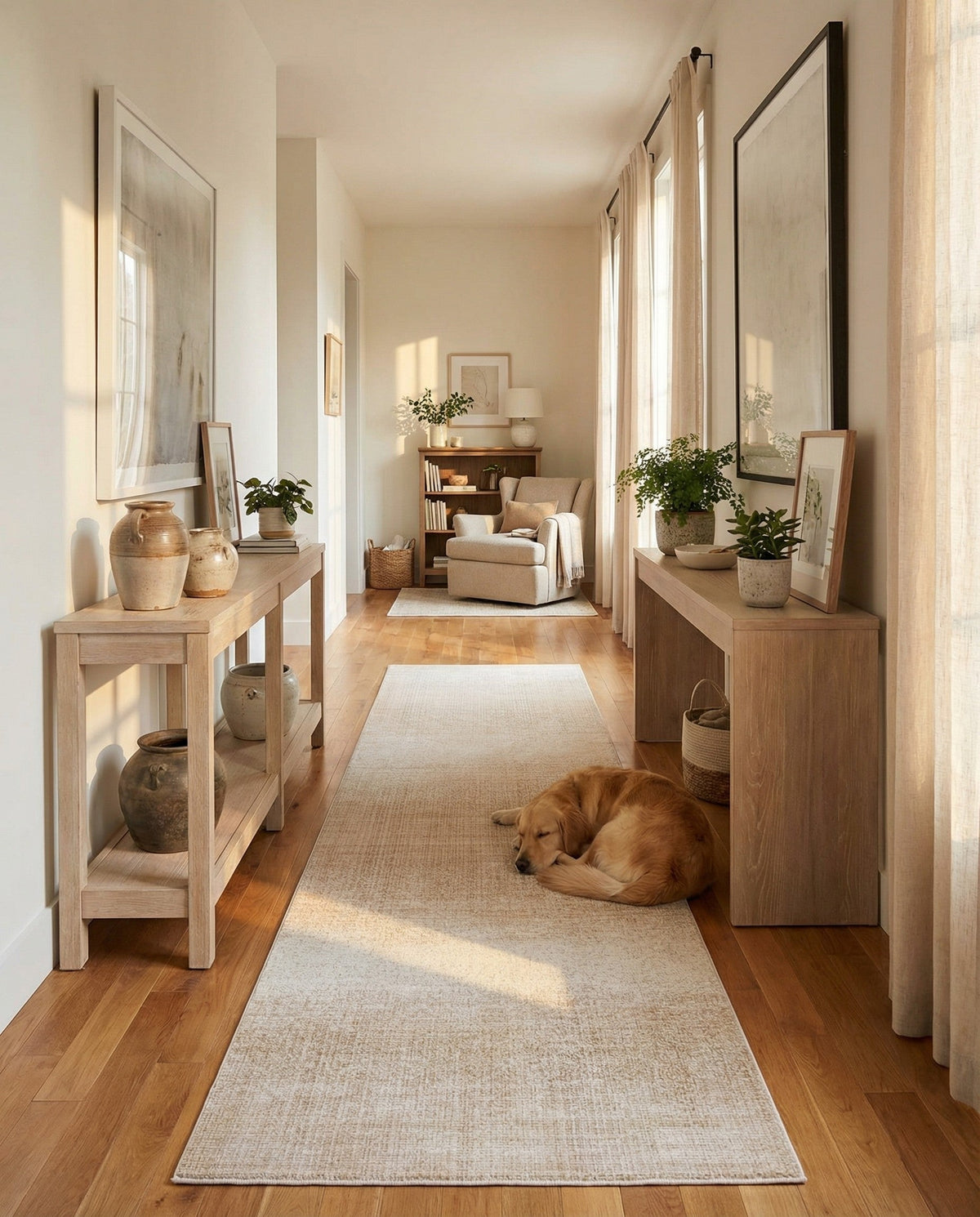 Jewel Oasis Collection Area Rug - Sapphire (Ivory) Runner Ivory  lifestyle 157