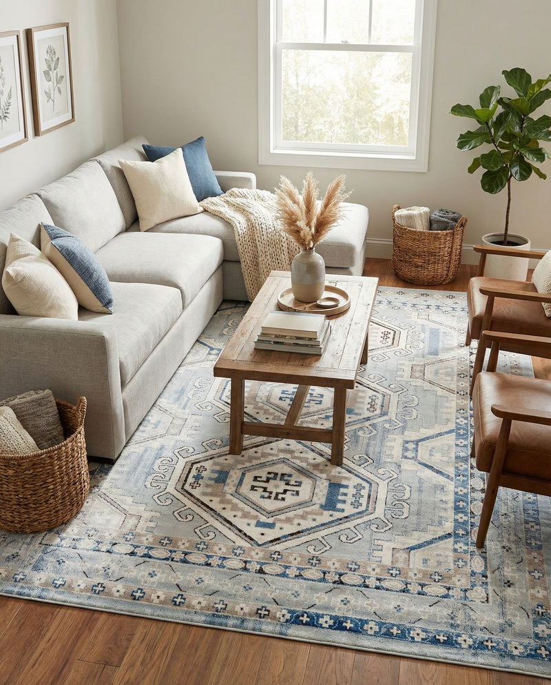 Savannah Elegance Collection Area Rug -  Tybee (Aqua Blue) Rectangle Aqua Blue  lifestyle 25