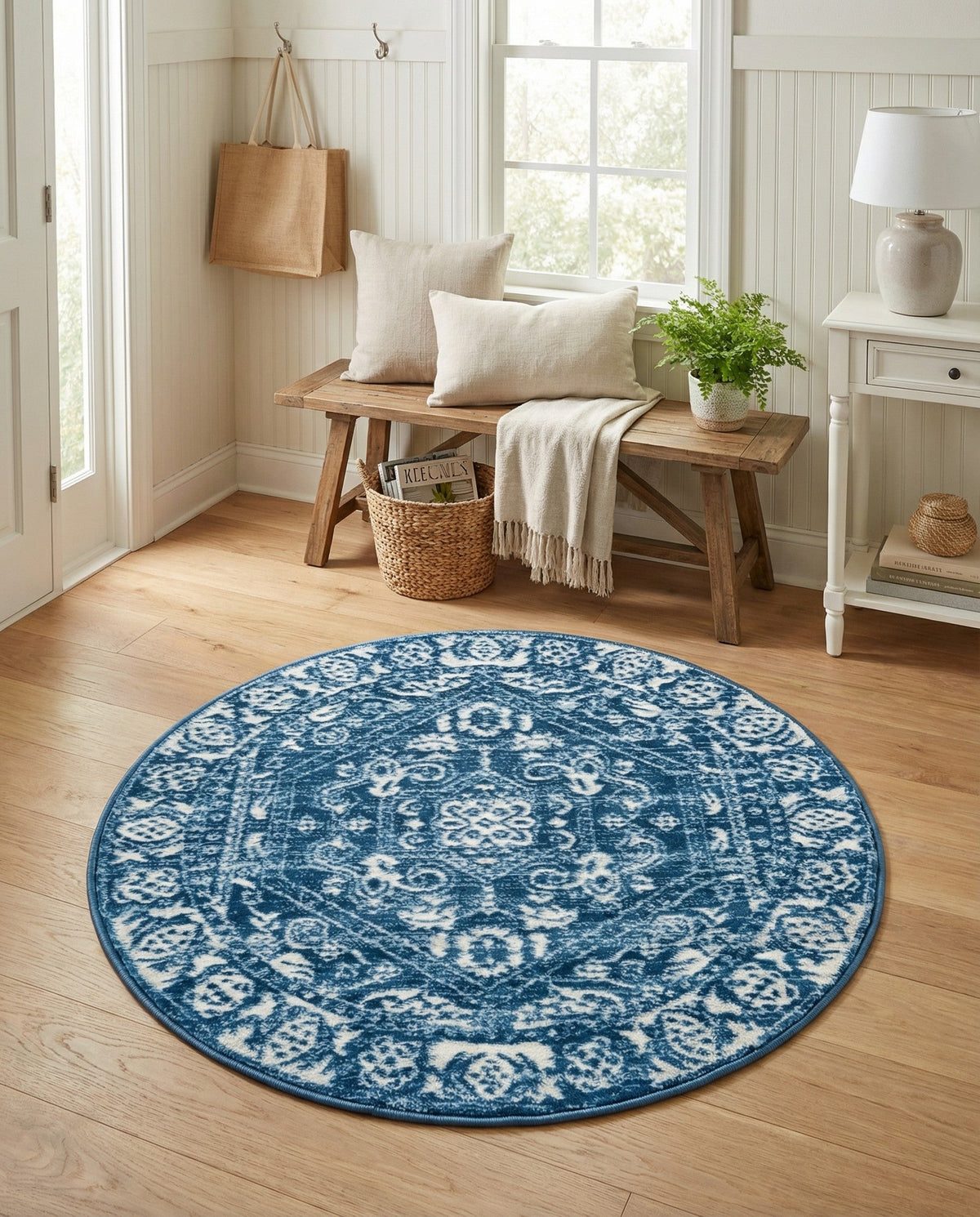 Charleston Elegance Collection Area Rug - Harborview Round Blue  lifestyle 172