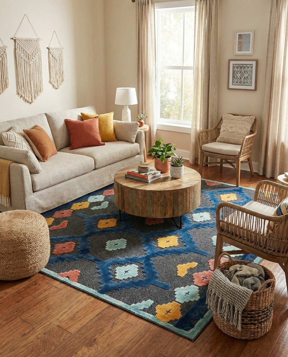 Caribbean Terrace Collection Area Rug -  Tobago Square Charcoal  lifestyle 122
