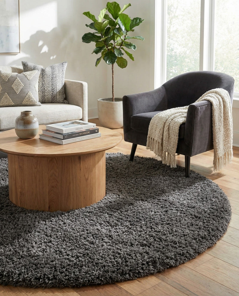 Majestic Manor Collection Area Rug - Versailles (Slate) Round Slate  lifestyle 55