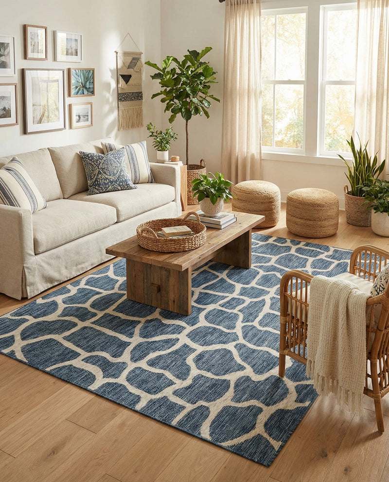 Savannah Escape Collection Area Rug -  Rainforest Rectangle Blue  lifestyle 30