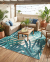 Seaside Blooms Collection Area Rug -  Provence Square Teal blue  lifestyle 74