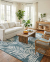 Seaside Blooms Collection Area Rug - Verdure (Teal) Rectangle Teal  lifestyle 12