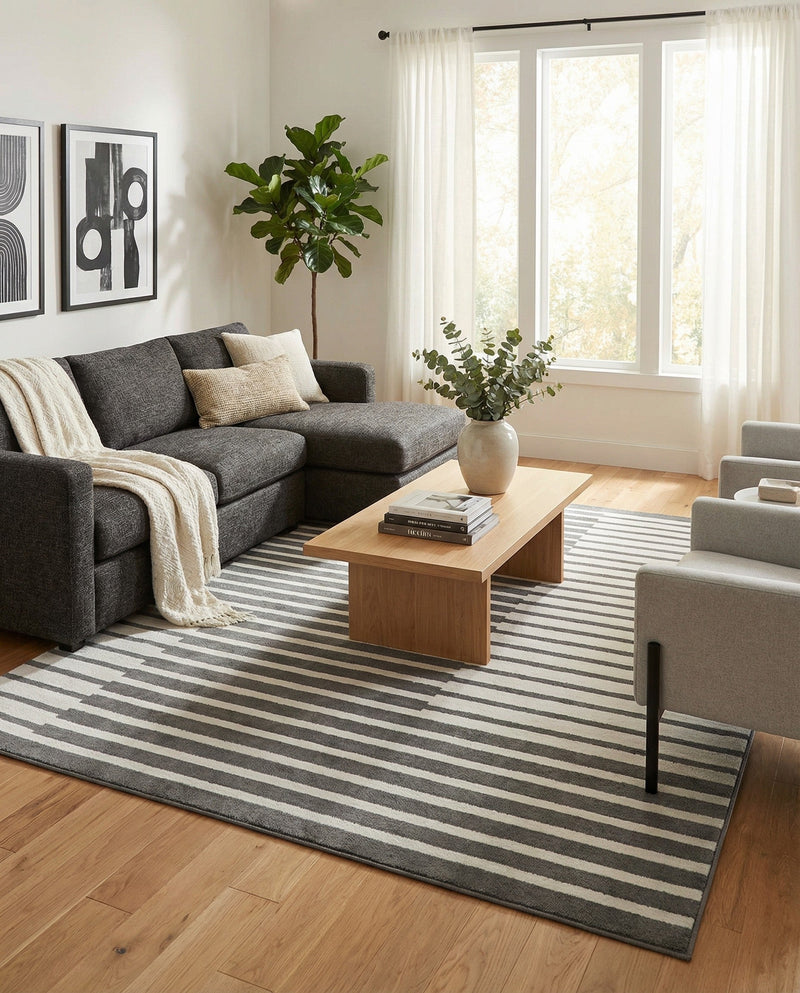 Copenhagen Edge Collection Area Rug -  Vesterbro Rectangle Gray  lifestyle 11