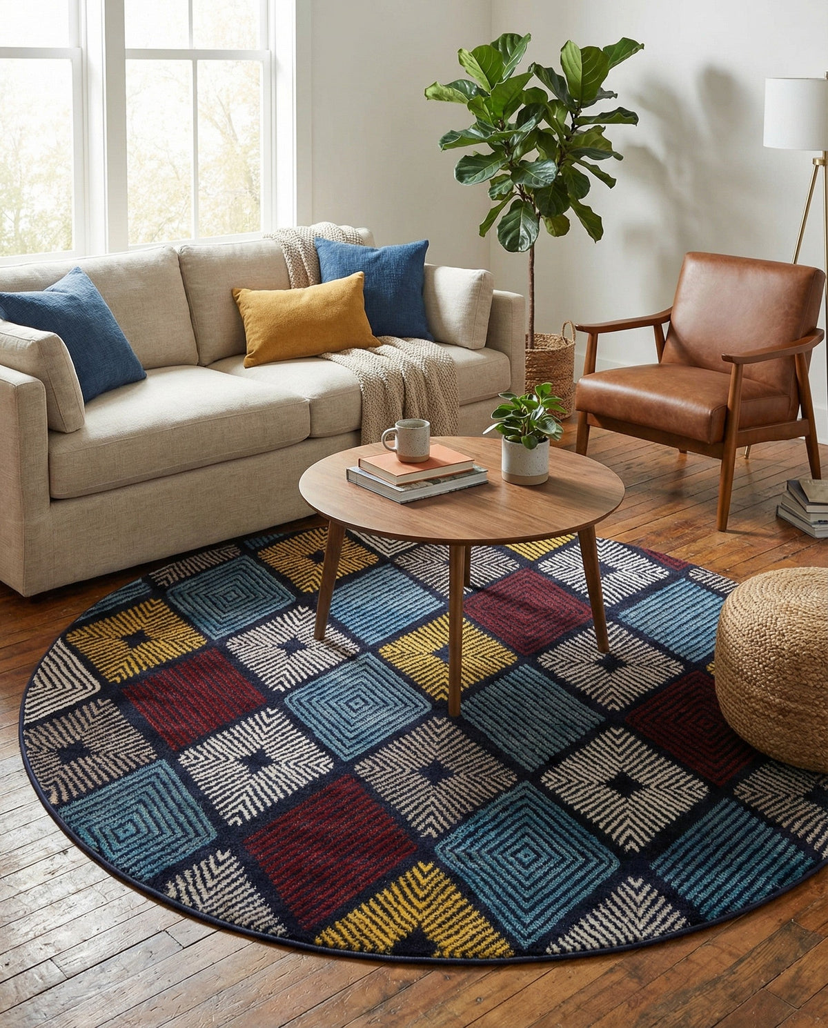 Coastal Haven Collection Area Rug -  Anchorage Round Multi  lifestyle 103