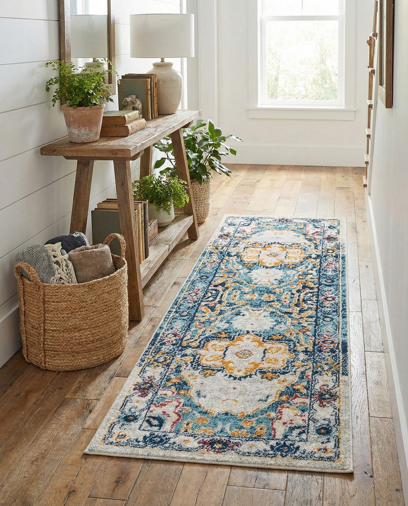 Parisian Elegance Collection Area Rug - Versailles (Teal) Runner Teal  lifestyle 43
