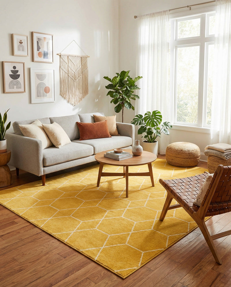 Trellis Mosaic Collection Area Rug - Arborville (Yellow) Rectangle Yellow  lifestyle 17