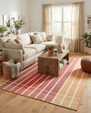 Seaside Stripes Collection Area Rug -  Coral Rectangle Peach and Salmon  lifestyle 39
