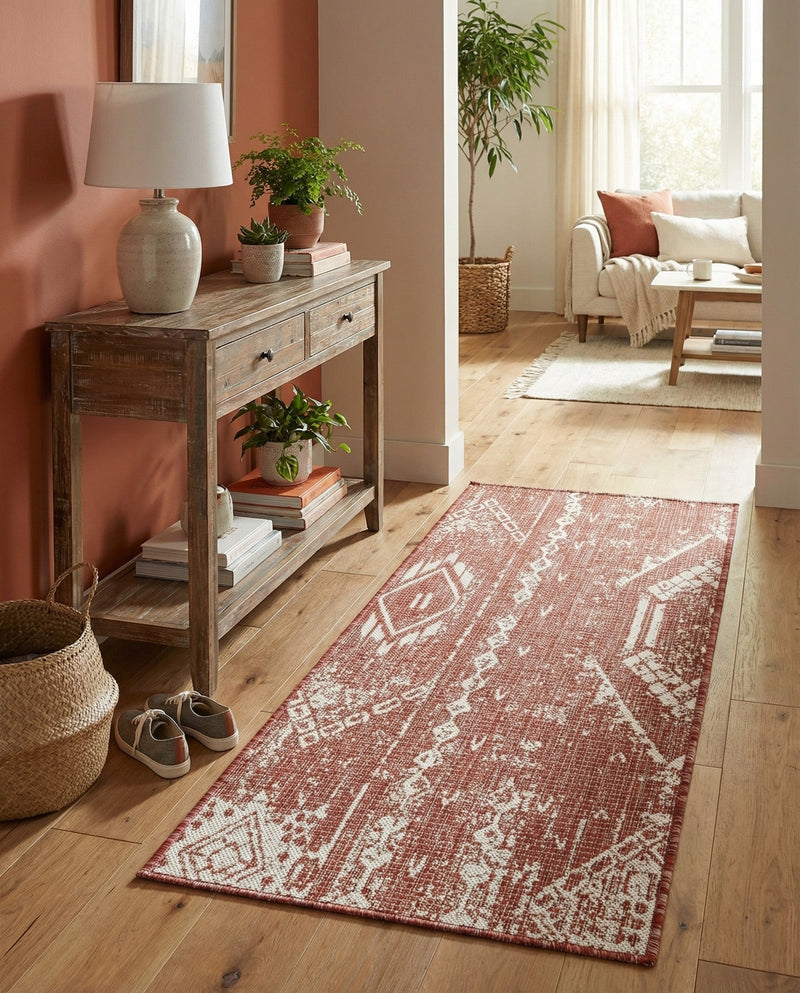 Desert Nomad Terrace Collection Area Rug - Sahara (Rust Red) Runner Rust Red  lifestyle 71