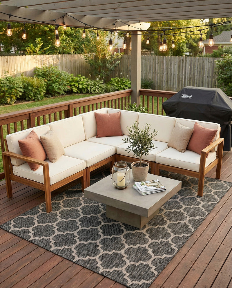 Savannah Pergola Collection Area Rug - Arbor (Black) Rectangle Black  lifestyle 18