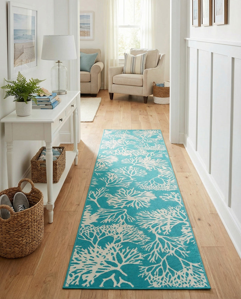 Seaside Haven Rugs Collection Area Rug -  Seaside Runner Teal  lifestyle 50
