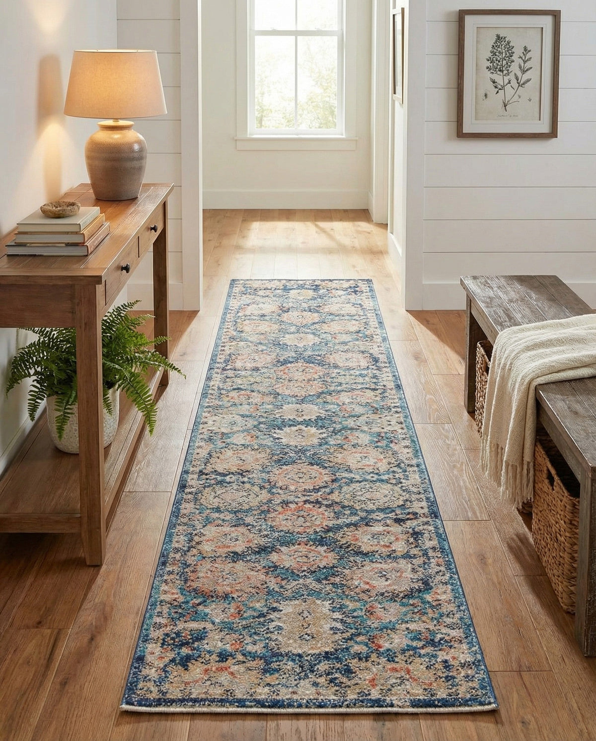 Seville Stripes Collection Area Rug -  Cordoba (Blue) Runner Blue  lifestyle 83