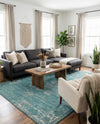 Riviera Elegance Collection Area Rug - Antibes (Turquoise) Rectangle Turquoise  lifestyle 28