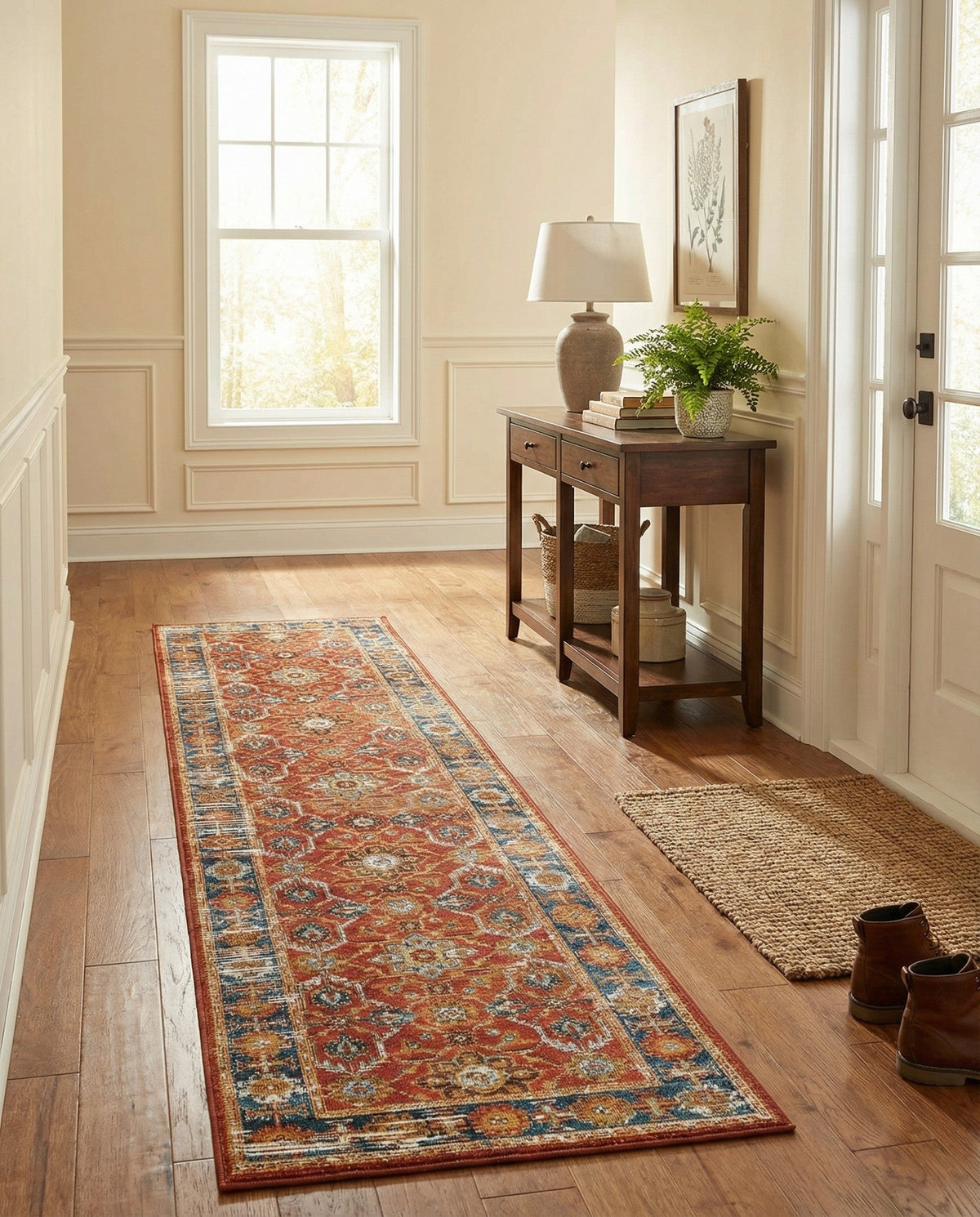 Patio Heritage Collection Area Rug -  Eden Runner Antique Red  lifestyle 87
