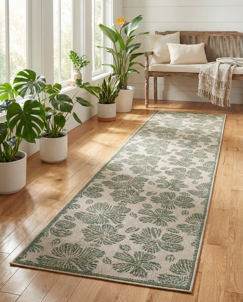 Coastal Terrace Collection Area Rug -  Marina Runner Ivory and Beige  lifestyle 58