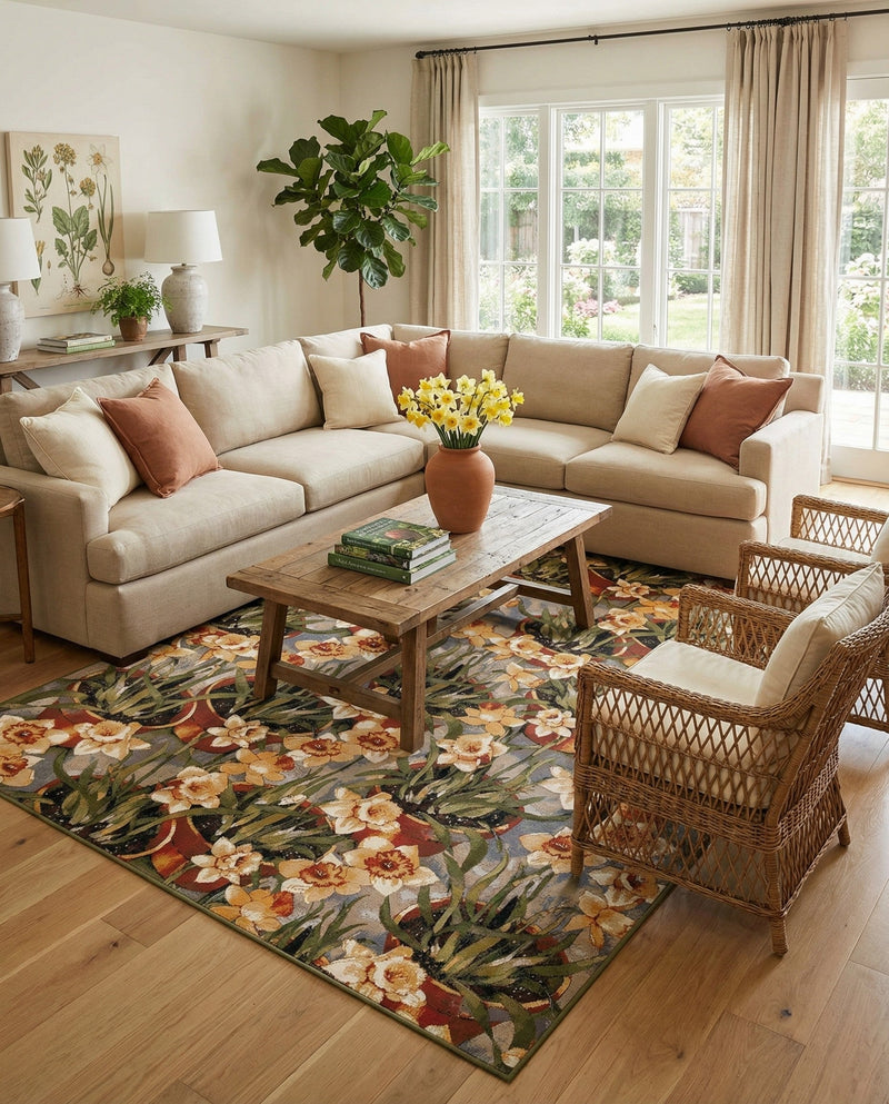 Seaside Blooms Collection Area Rug - Eden Rectangle Multi  lifestyle 22