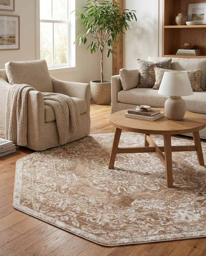 Cambridge Classics Collection Area Rug -  Magdalene (Beige) Octagon Beige  lifestyle 54