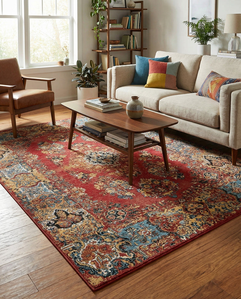 Patio Heritage Collection Area Rug -  Terrace Rectangle Antique Red  lifestyle 19