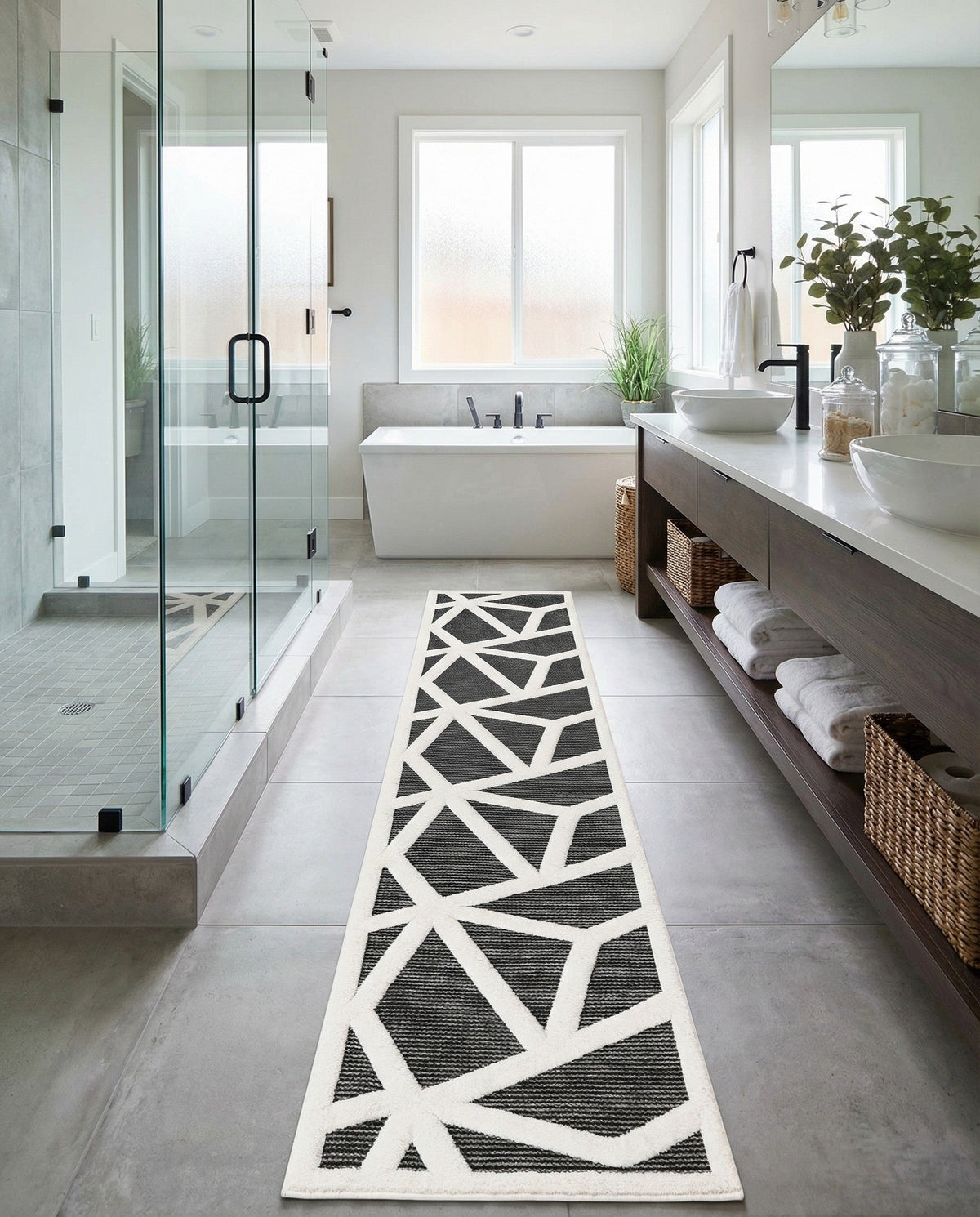 Monochrome Collection Area Rug -  Onyx Runner Gray  lifestyle 127