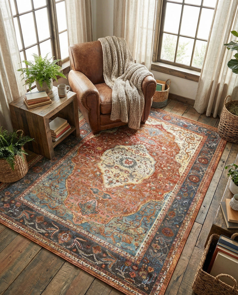 Caribbean Breeze Collection Area Rug -  Vieques Rectangle Rust Red  lifestyle 26