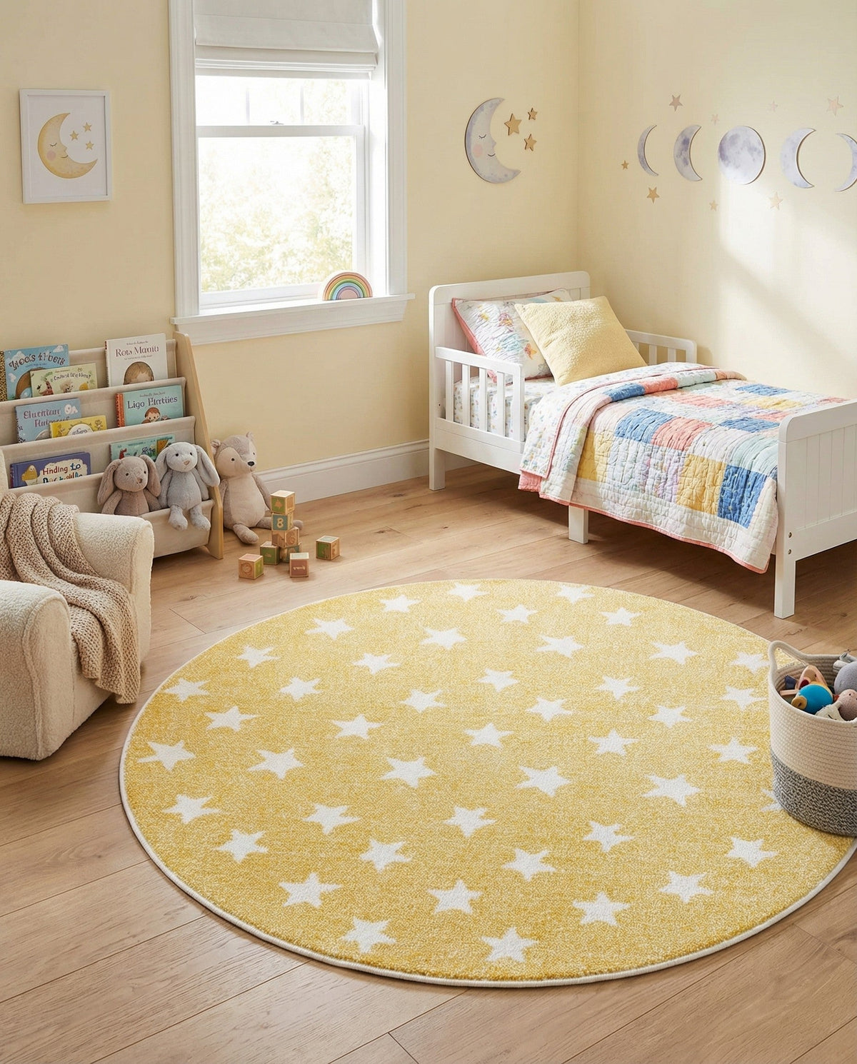 Wonder Tykes Collection Area Rug -  Mosaic Round Soft Yellow  lifestyle 140