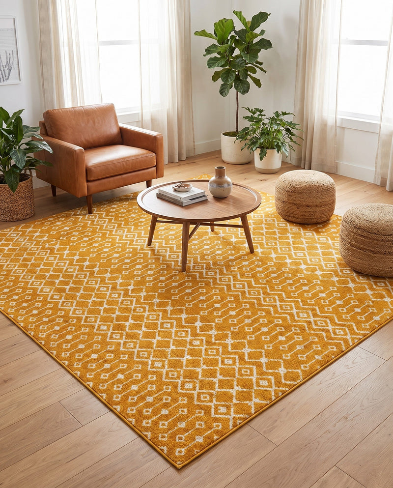 Marrakech Lattice Collection Area Rug - Medina (Yellow) Square Yellow  lifestyle 55