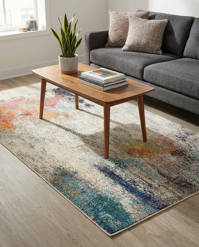 Chromatic Oasis Collection Area Rug -  Azure Rectangle Beige  lifestyle 34