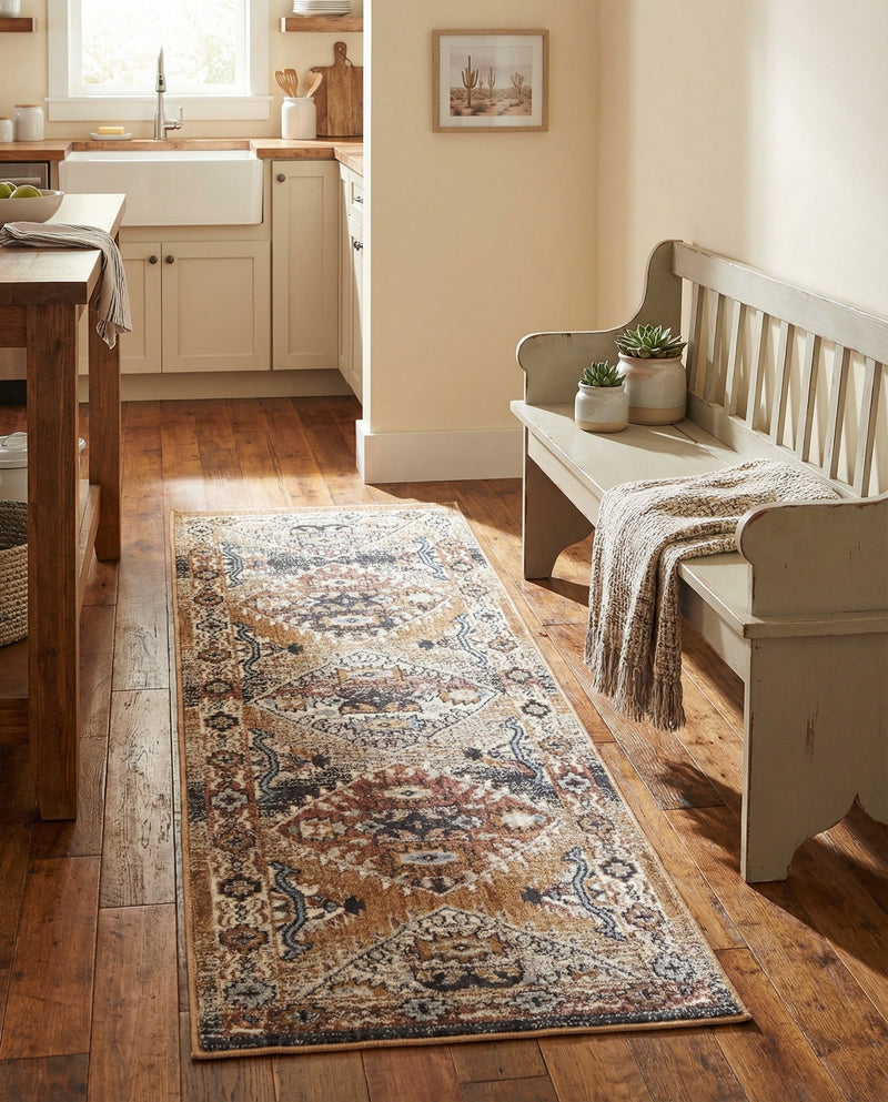 Desert Modern Eco Rug Series Collection Area Rug -  Navajo Runner Khaki Gray  lifestyle 79