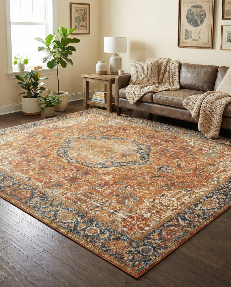 Patio Heritage Collection Area Rug -  Haven Rectangle Rust Red  lifestyle 17