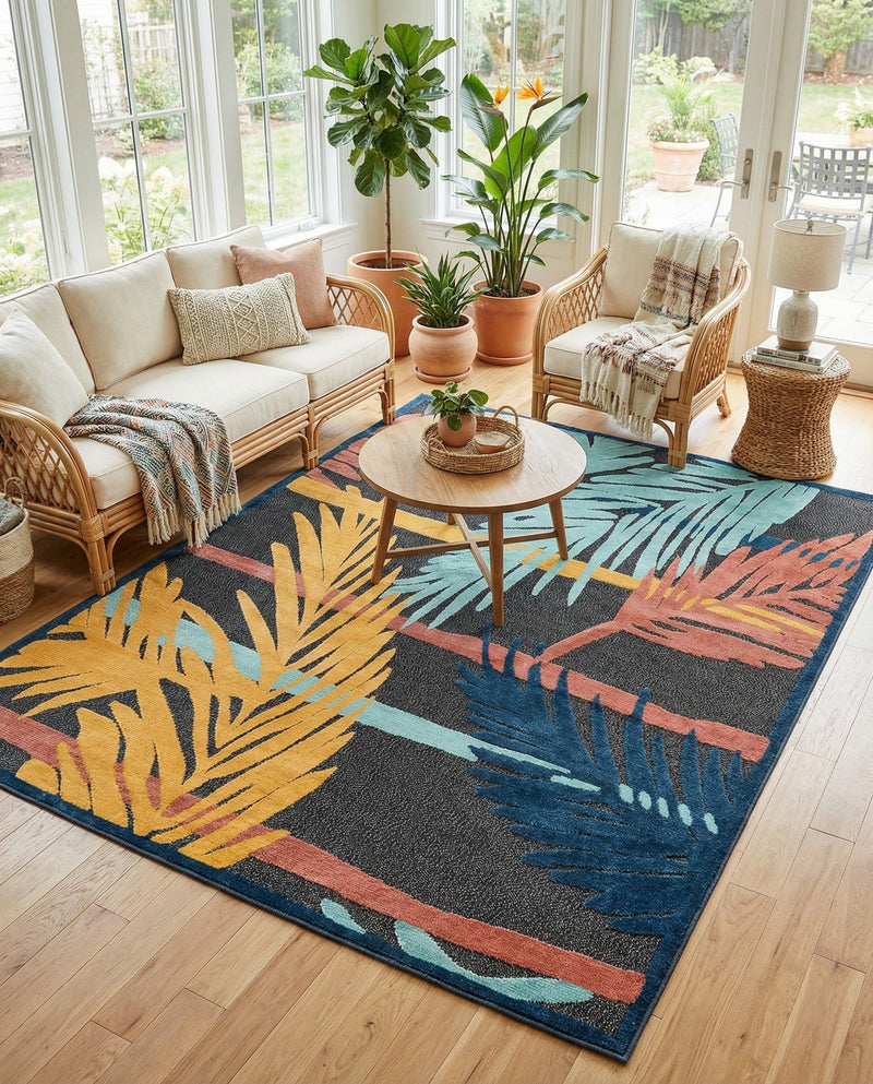 Caribbean Terrace Collection Area Rug - Antigua Rectangle Charcoal  lifestyle 17
