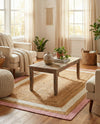 Woven Seaside Jute Collection Area Rug - Nantucket Rectangle Pink White Natural  lifestyle 22