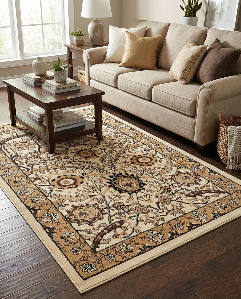 Tabriz Tapestry Collection Area Rug - Sahand (Ivory) Rectangle Ivory  lifestyle 10