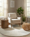 Monochrome Collection Area Rug -  Ash Round Ivory White  lifestyle 51