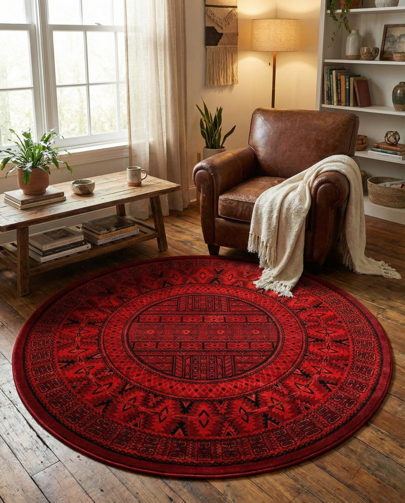 Samarkand Elegance Collection Area Rug -  Ark Round Red  lifestyle 64