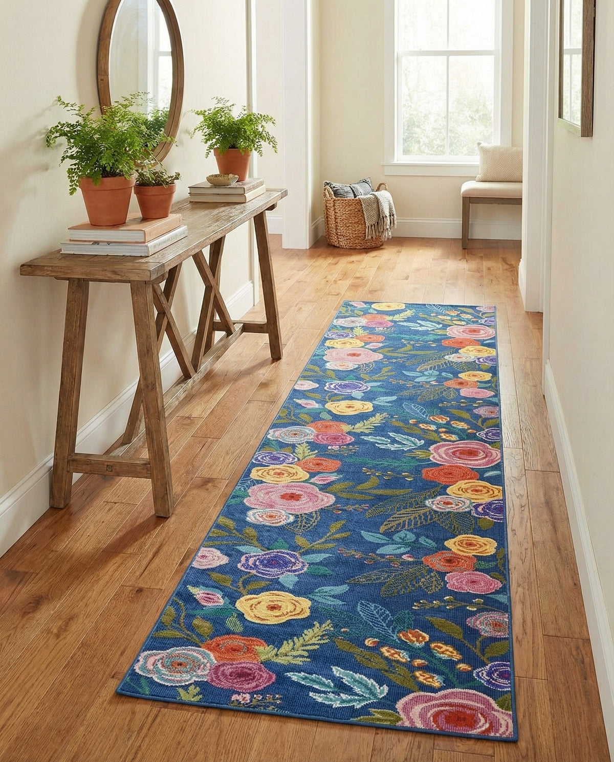 Meadow Breeze Collection Area Rug -  Petal Runner Blue  lifestyle 217