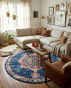 Eden Oasis Collection Area Rug -  Tranquility (Dark Blue) Round Dark Blue  lifestyle 37
