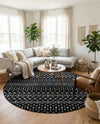 Marrakech Lattice Collection Area Rug - Medina (Black) Round Black  lifestyle 27