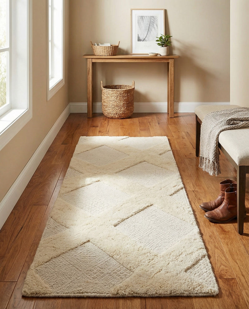 Trellis Wool Collection Area Rug - Vineyard Runner Ivory  lifestyle 28