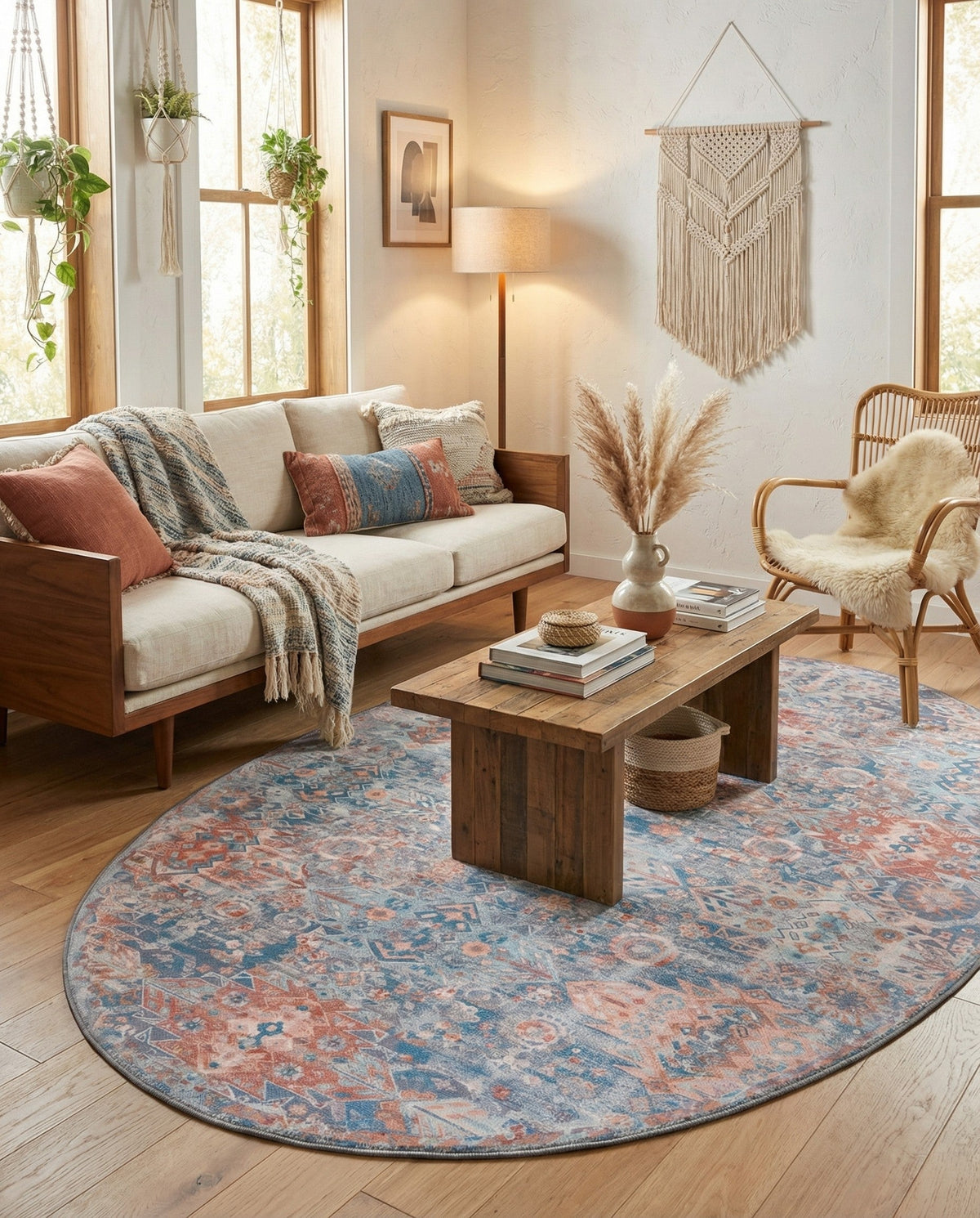 Heritage Elegance Collection Area Rug -  Potala Oval Blue  lifestyle 101