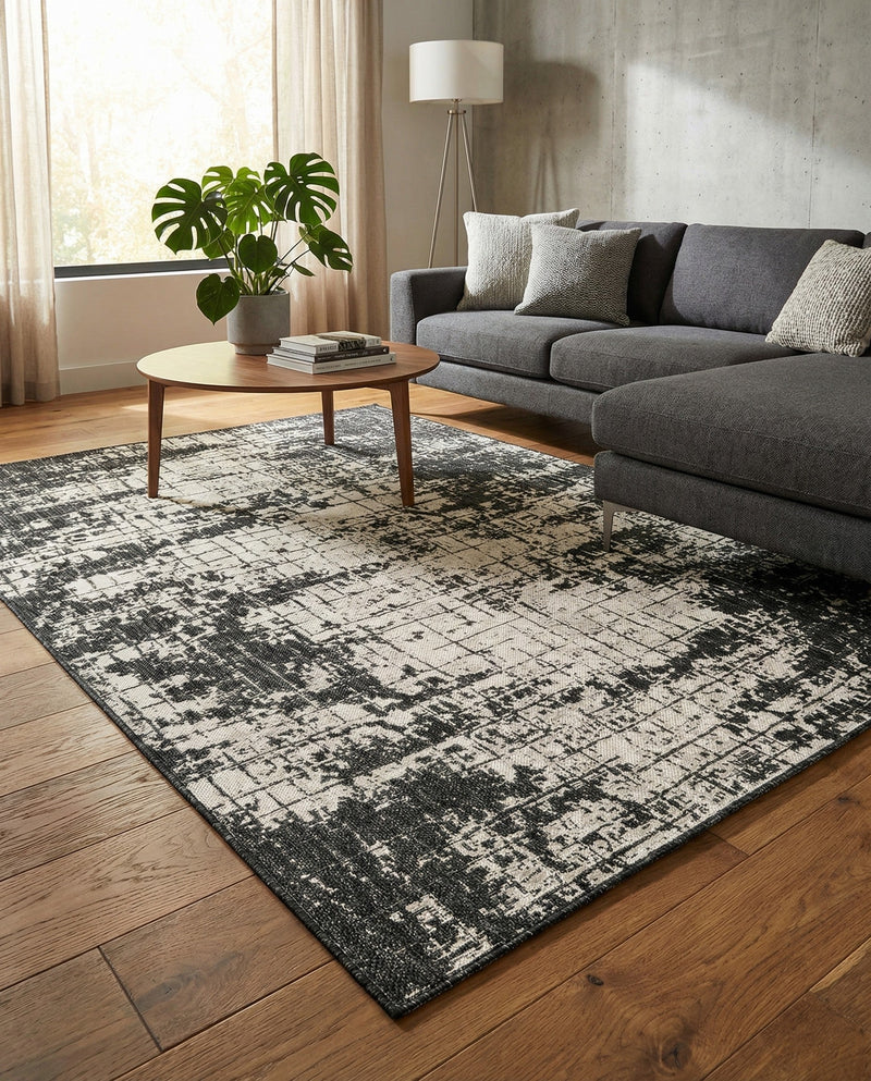 Urban Terrace Collection Area Rug -  Midtown Rectangle Black and White  lifestyle 8