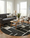 Urban Terrace Collection Area Rug -  Parkside Round Black and White  lifestyle 32