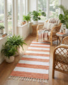 Tassel Trail Collection Area Rug - Pathway (Coral and Ivory) Runner Coral and Ivory  lifestyle 48