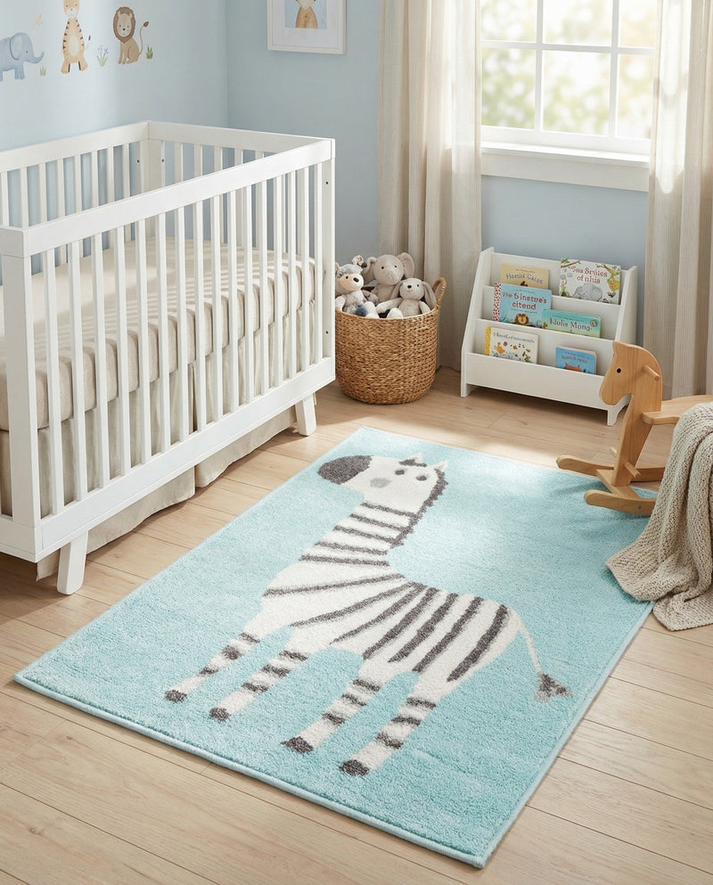 Wonder Tykes Collection Area Rug -  Vibrant Rectangle Teal  lifestyle 3