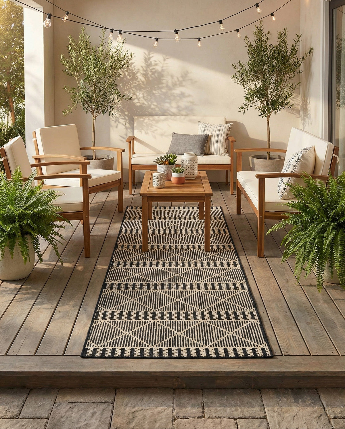 Savannah Pergola Collection Area Rug -  Glade Runner Black  lifestyle 96