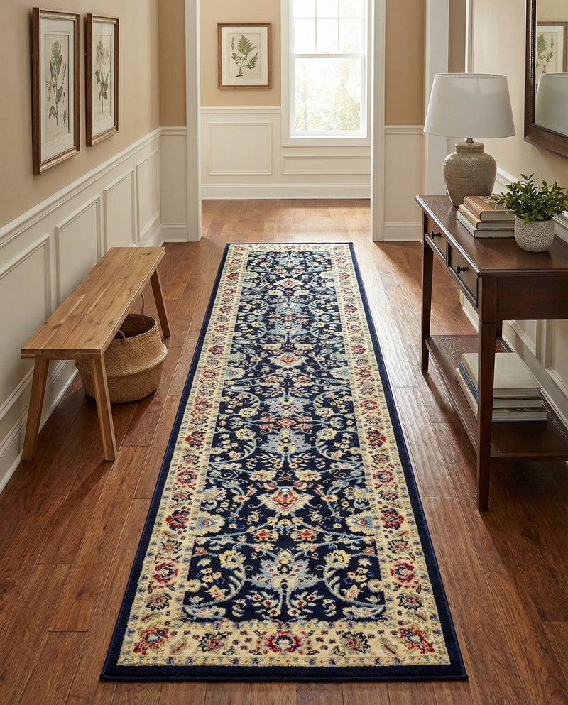Isfahan Elegance Collection Area Rug - Naghsh-e Jahan (Navy Blue) Runner Navy Blue  lifestyle 71